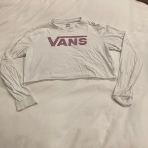 White Cropped Long Sleeve T-Shirt by Vans